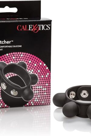 CalExotics Weighted Ball Stretcher Silicone with Fully Adjustable 3 Snap Design Erection Enhancer, Black (43055)