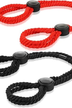 2 Pack Red & Black Sex Bed Bondage Restraints BDSM Kit Toys Thigh Restraints for Ankles and Wrists Bar Bondage Gear Accessories Sexy Sex Handcuffs Hand Cuff Bracelets Set Y45