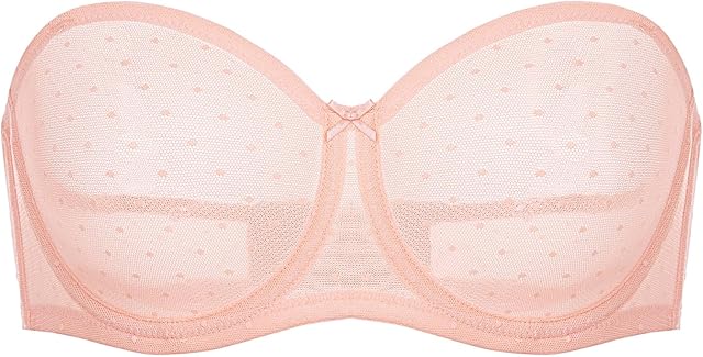 Women's Mesh Strapless Bra Sheer Unlined See Through Underwire Bras Plus Size