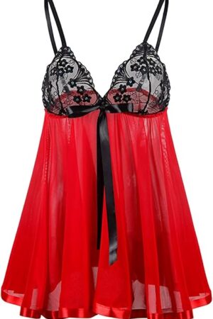 Women's Sheer Lace Bodysuit with Adjustable Straps S-6XL Sexy Plus Pajamas Size Lace Nightwear Lingerie Nightwear