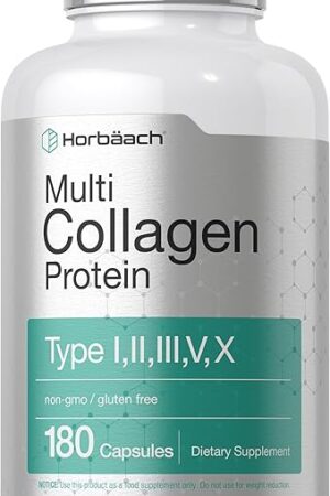 Horb?ach Multi Collagen Protein 2000 mg | 180 Capsules | Hydrolyzed Collagen Type I, II, III, V, X | Keto & Paleo Friendly, Non-GMO, Gluten Free Supplement