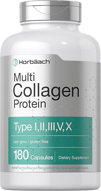 Horb?ach Multi Collagen Protein 2000 mg | 180 Capsules | Hydrolyzed Collagen Type I, II, III, V, X | Keto & Paleo Friendly, Non-GMO, Gluten Free Supplement