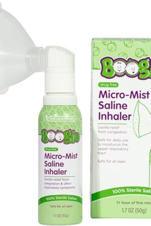 Boogie Micro-Mist Saline Inhaler, Baby Nose Congestion Relief, Nasal Spray for Kids, Pediatrician Recommended, HSA/FSA Eligible, Unscented, 17 oz (Pack of 1)