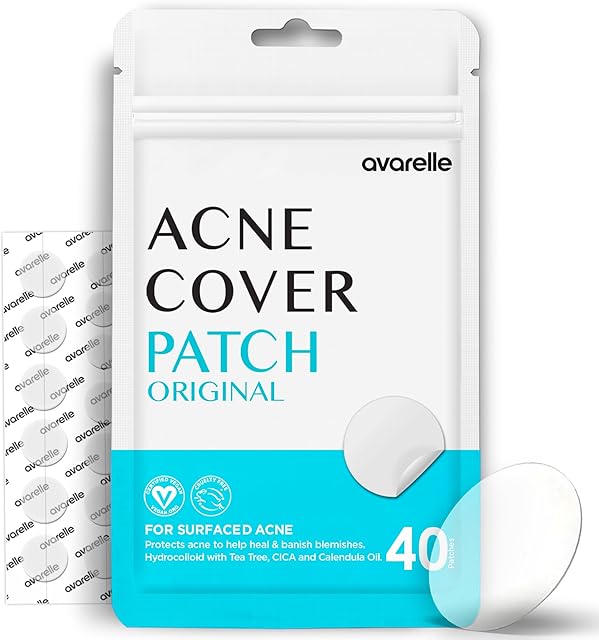 AVARELLE Acne Cover Patches, FSA HSA Eligible Hydrocolloid Pimple Patches for Face with Tea Tree Oil, Korean Skincare Zit Patches for Face | FSA HSA Store Eligible Items | Vegan, Cruelty-free