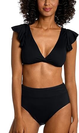 Women's Standard Island Goddess Over The Shoulder Ruffle Bikini Swimsuit Top