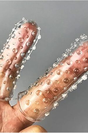 Generic 2PCS Finger Reusable Condoms Sex Toys for Woman Clitoris Stimulator Penis Sleeve Condom Vagina Toys, As the Picture