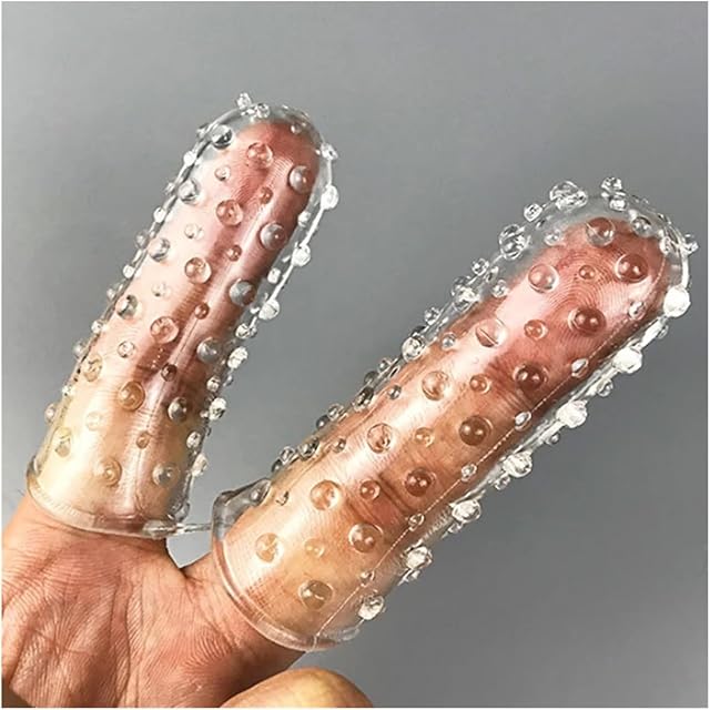 Generic 2PCS Finger Reusable Condoms Sex Toys for Woman Clitoris Stimulator Penis Sleeve Condom Vagina Toys, As the Picture