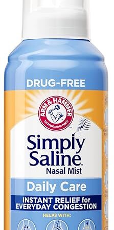 ARM & HAMMER Simply Saline Nasal Care Daily Mist 45oz ? Instant Relief for Every Day Congestion ? One 45oz Bottle