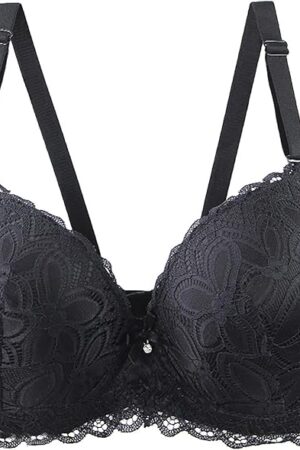 Women's Lace Push Up Bra Unlined Wireless Bralette Sexy Lightweight Breathable Everyday Bra Adjustable Straps
