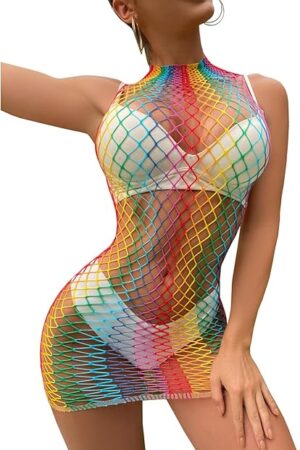 Womens Lingeries Fishnet Lingerie for Women Sexy Club Outfit Fishnet Bodycon Dress Chemise Babydoll