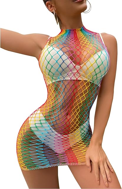 Womens Lingeries Fishnet Lingerie for Women Sexy Club Outfit Fishnet Bodycon Dress Chemise Babydoll