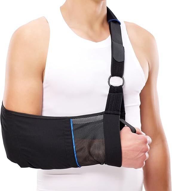 Arm Sling ? Lightweight & Breathable Medical Sling with Adjustable Shoulder Strap for Torn Rotator Cuff, Broken or Fractured Forearm Bones, One size fits most
