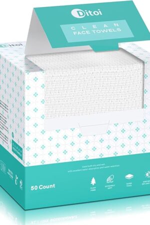 Face Towels, 10"?12" Disposable Face Towel, Face Towelettes XL, Ultra Soft Makeup Remover Dry Wipes, Thick Face Towel for Sensitive Skin, 50 Count (1 Pack)