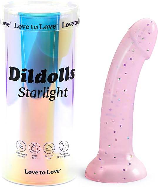 Dildolls - Flexible Dildo with Curved Style - Ultra Soft Silicone Dildo for Women Adult Sex - Smooth Penis Female Sex Toy - Women Sex Toys (Starlight)