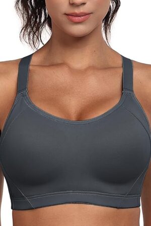 High Impact Sports Bra for Women Wireless Adjustable Criss Cross Back Workout Bra No Bounce