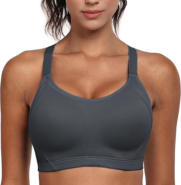 High Impact Sports Bra for Women Wireless Adjustable Criss Cross Back Workout Bra No Bounce