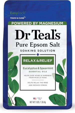 Dr Teal's Epsom Salt Magnesium Soak, Relax & Relief with Eucalyptus & Spearmint Essential Oils, 3 lbs