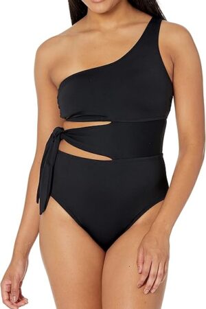 Women's One Piece Swimsuit Cutout Single Shoulder Tummy Control Island Goddess Bathing Suit