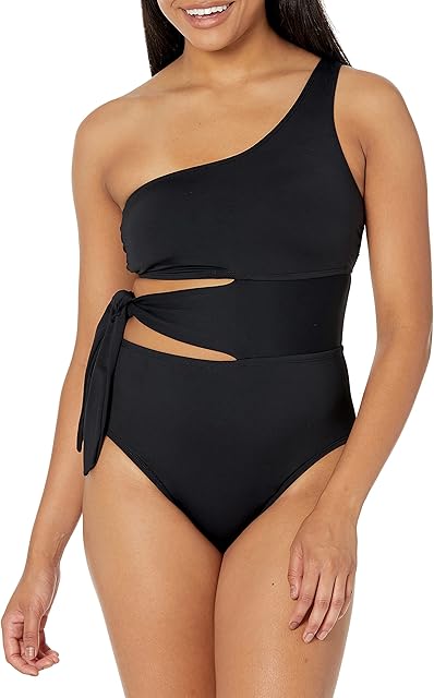 Women's One Piece Swimsuit Cutout Single Shoulder Tummy Control Island Goddess Bathing Suit