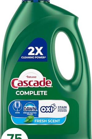 Cascade Complete Dishwasher Detergent Liquid Gel, Dish Detergent, Dishwasher Soap, Fresh, 75oz