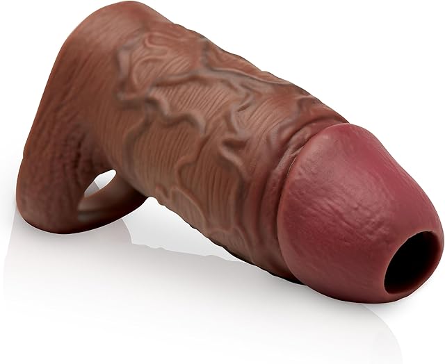 Curve Toys Jock Enhancers Penis Enhancer with Ball Strap for Beginners, Men & Couples. Short and Fat. Smooth Interior of Sleeve and Ball Strap. Open Tip. Premium Quality Materials. 1 Piece, Dark.