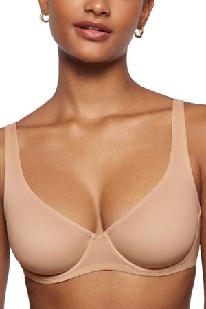 Women's Mesh Balconette Bra Sexy Demi Supportive Comfortable Seamless Underwire Unlined Sheer Bras