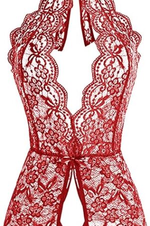 Women One-Piece Lingerie Roleplay Lingerie Sexy Women Costumes Red Lace See Through Lingerie for Women