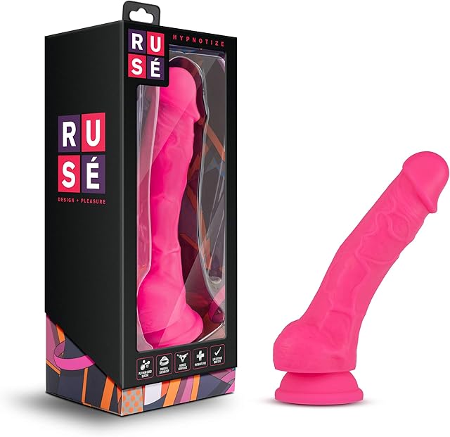 Blush Novelties Ruse 7.5 Inch Silicone Dildo, Thick, Girthy, Suction Cup, Strap On Harness Compatible, Sex Toy for Women