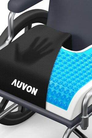 AUVON Gel Wheelchair Seat Cushion, Relieve Sciatica, Back, Coccyx, Pressure Sore and Ulcer Pain, Refreshing Ergonomic Chair Cushion with Waterproof Silk Fabric, Anti-Slip Cover