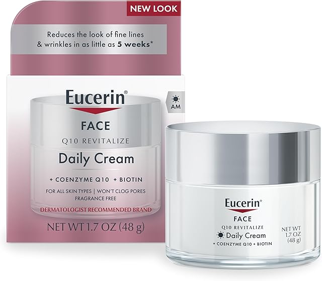 Eucerin Q10 Anti-Wrinkle Face Cream, Unscented Face Cream for Sensitive Skin, 17 Oz Jar