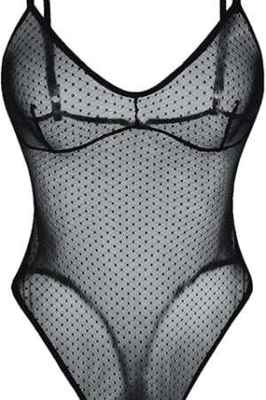 Women One Piece Sexy Lingerie Stretch Mesh Bodysuit Sheer Thong Teddy Leotard Rave Outfit Jumpsuit Tops