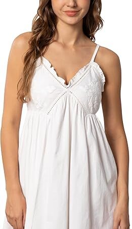 Womens Cotton Nightgown Sexy Lace Sleep Dress Victorian Sleepshirt Full Slip Nightwear