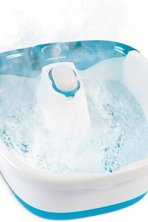 HoMedics Bubble Mate Foot Spa, Toe Touch Controlled Foot Bath with Invigorating Bubbles and Splash Proof, Raised Massage nodes and Removable Pumice Stone