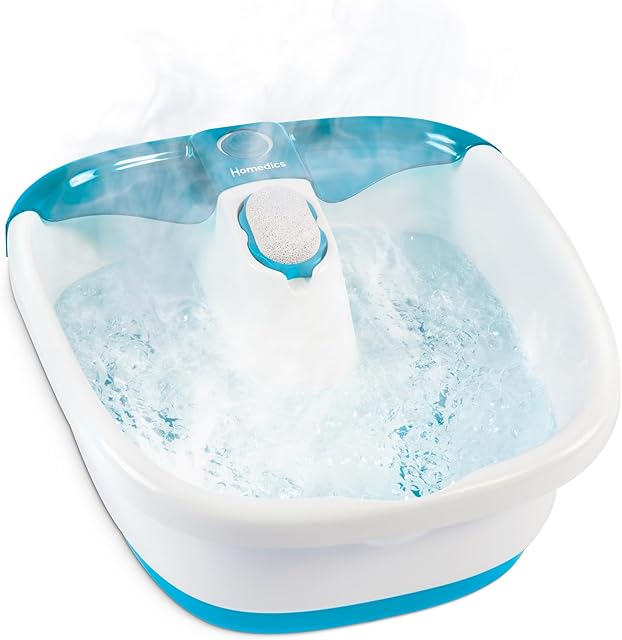 HoMedics Bubble Mate Foot Spa, Toe Touch Controlled Foot Bath with Invigorating Bubbles and Splash Proof, Raised Massage nodes and Removable Pumice Stone