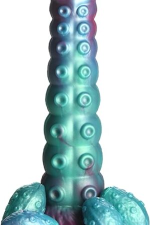 Galactic Breeder Ovipositor Silicone Dildo for Beginners, Men, Women, & Couples. Fantasy Ovipositor Dildo, Suction Cup Base. Harness Compatible & Premium Silicone. 5 Pieces, Red & Teal.