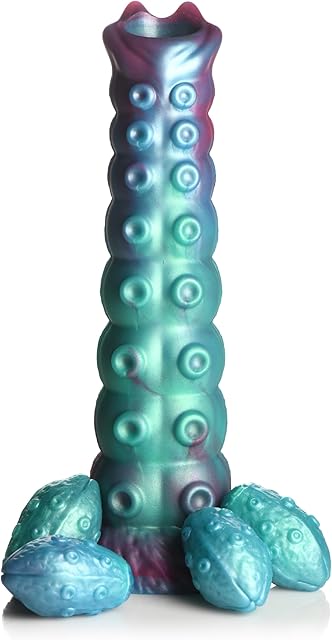 Galactic Breeder Ovipositor Silicone Dildo for Beginners, Men, Women, & Couples. Fantasy Ovipositor Dildo, Suction Cup Base. Harness Compatible & Premium Silicone. 5 Pieces, Red & Teal.
