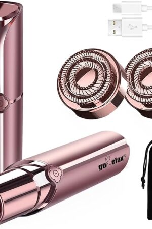 Facial Hair Removal for Women, Electric Painless Rechargeable Facial Hair Remover for Face, Lip, Chin with 2 x Replacement Heads