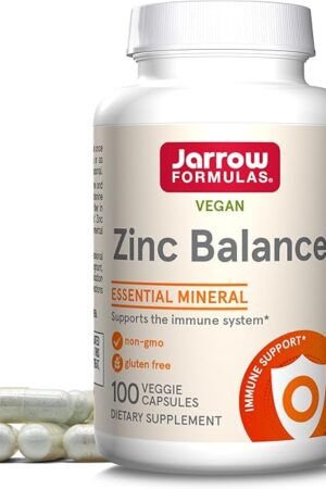 Jarrow Formulas Zinc Balance 15 mg - 100 Servings (Veggie Caps) - Includes Copper - Essential Mineral for Immune System Support - Immune Support Supplement - Gluten Free Zinc Copper Supplement - Vegan