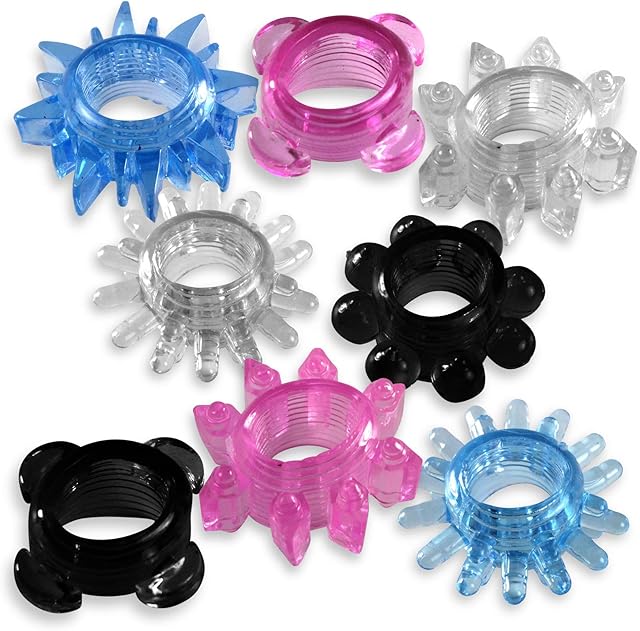 LeLuv Disposable Cock Rings - Random Colors w/Soft, Soft Stretchy Textures (8 Pack)