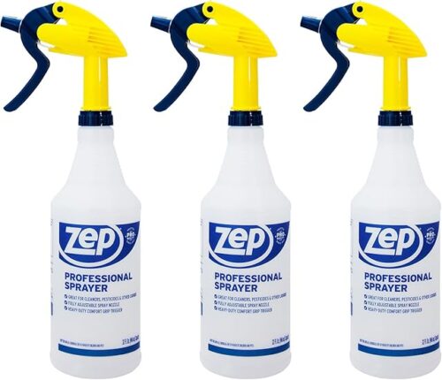 Zep Professional Sprayer Bottle - 32 oz (Pack of 3) - HDPRO1 - Versatile Adjustable Nozzle Spray Bottles with a Fine Mist or Powerful Spray, Refillable for Diluted Concentrate