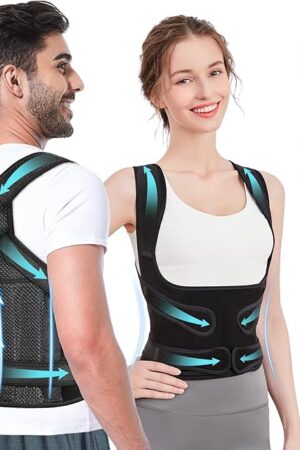 Fit Geno Back Brace Posture Corrector for Women and Men, Shoulder Straightener, Adjustable Full Back Support, Upper and Lower Back Pain Relief - Scoliosis, Hunchback, Hump, Thoracic, Spine Corrector
