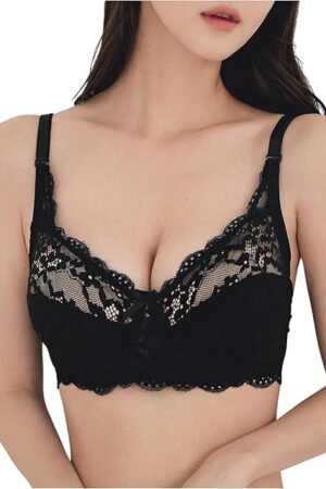 Floral Lace Bras for Women Push Up Full Coverage Underwire Adjustable Strap Support Lingerie Sexy Womens Bra