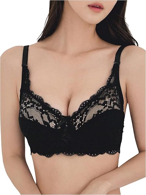 Floral Lace Bras for Women Push Up Full Coverage Underwire Adjustable Strap Support Lingerie Sexy Womens Bra