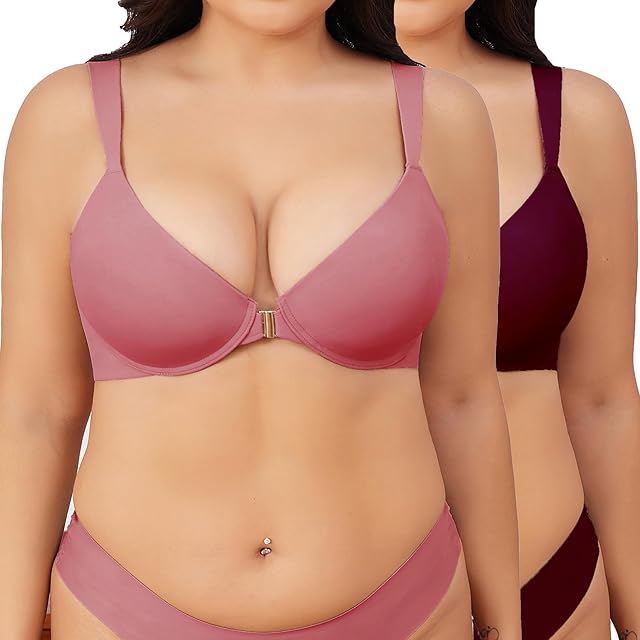Bra for Women Sexy Front Closure Bras for Women Plus Size Full Coverage Bra Unlined Bras with Underwire Push Up Bra