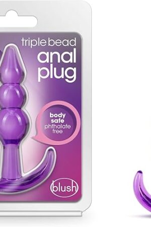 Blush Novelties B Yours Triple Beaded See Through Soft Flexible Easy Insertion Comfortable Butt Plug - 3 1/4 Inch Anchor Base Fragrance Free Easy to Clean Adult Toys - Sex Toy