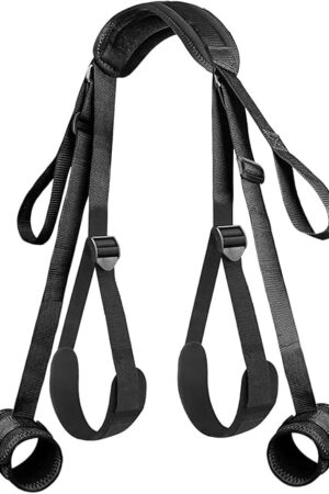 BDSM Sex Toys Bondage Restraints, Sex Straps Neck to Wrist Thigh Restraint Sex Sling & Ankle Kits with Adjustable Cuffs, Kinky Bed Restraints Set BDSM Toys for for Couples Sex Pleasure