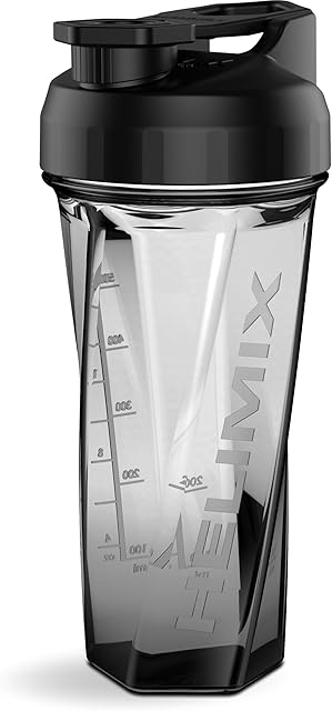 HELIMIX 20 Vortex Protein Shaker, 800 ml (28 oz) - Portable Leakproof Water Bottle for Protein Drinks & Smoothies, Without Ball, Dishwasher Safe