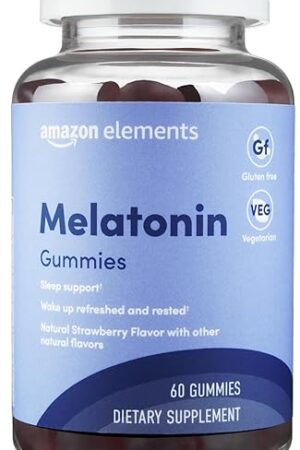 Amazon Elements - Melatonin 10mg Gummies, Supports Restful Sleep, Strawberry, 60 Count (Previously Revly)