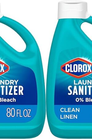 CLOROX Laundry Sanitizer, 0% Bleach, Color Safe, Clean Linen, 80 Fl oz, Pack of 2 (Pack May Vary)