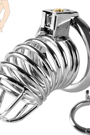 Chastity Cage Chastity Device - New Upgrade Vertical Invisible Lock Design, Male Chastity Cock cage, Chastity Device for Penis Training and Abstinence, Penis Cage Sex Toy for Men (Silver)